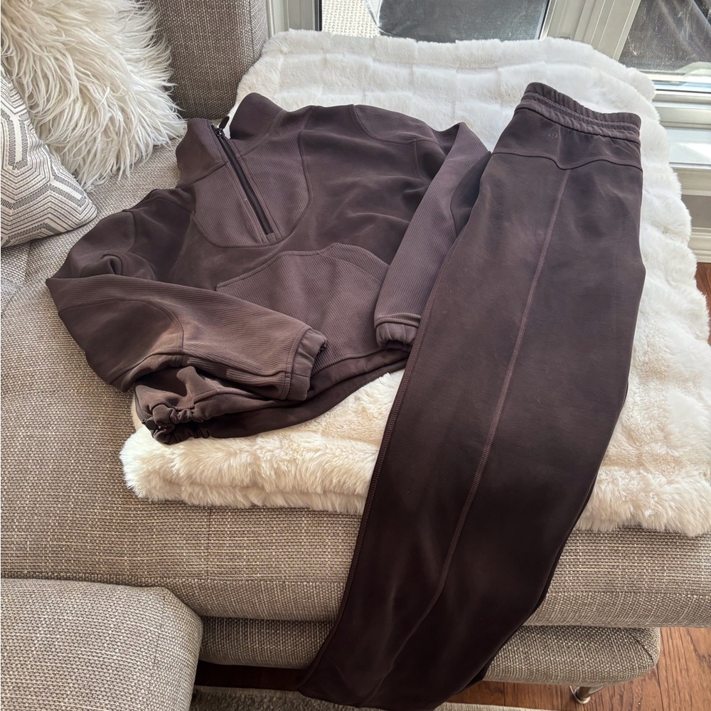 Lululemon soft streame half zip and high-rise pants